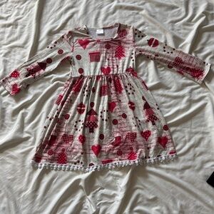 Festive Red and Cream Kids Dress